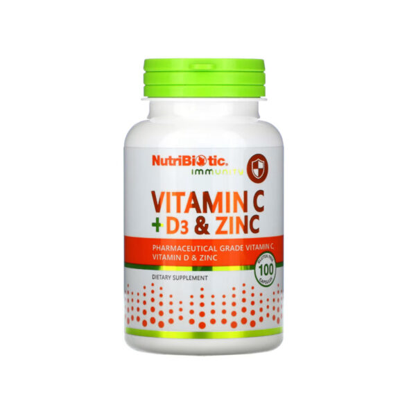 NutriBiotic, Витамин C Витамин D3 и цинк для иммунитета, Immunity, Vitamin C + D3 & Zinc, 100st