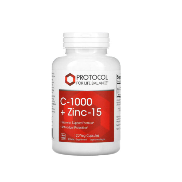 Витамин С + цинк Protocol for Life Balance, C-1000 + Zinc-15, 120st