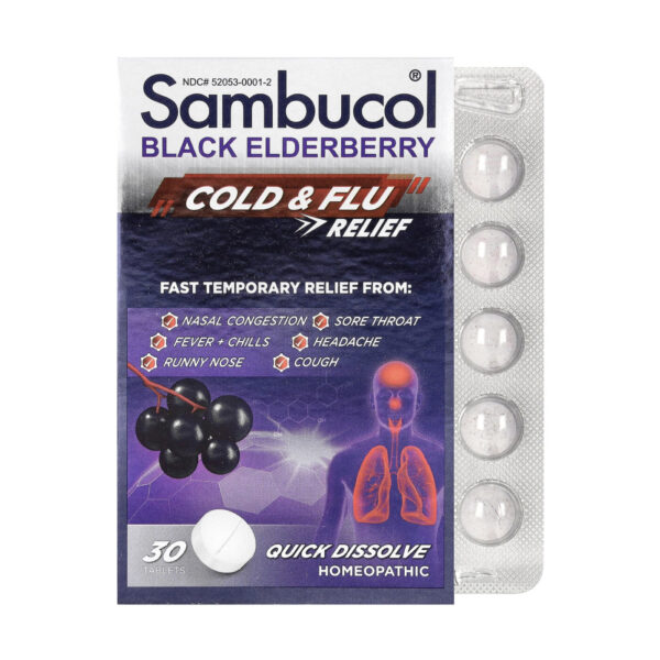 Самбукол таблетки від застуди з бузиною  Sambucol Cold & Flu 30 таб
