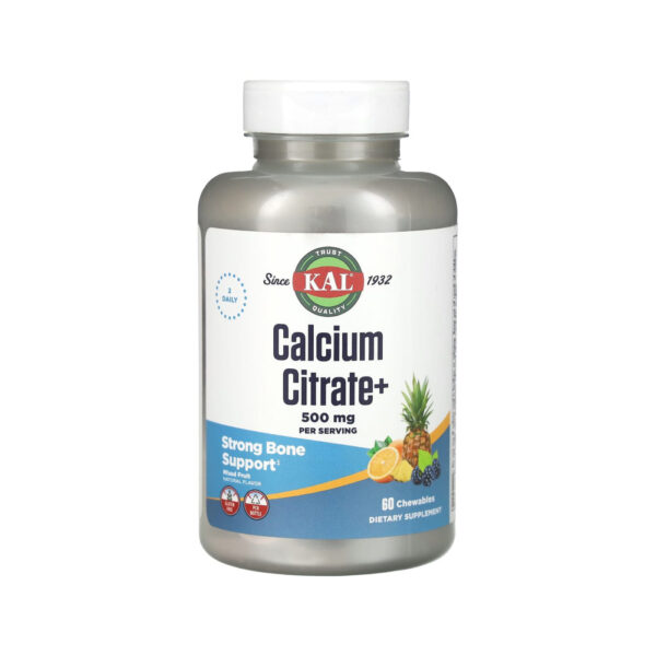 Цитрат кальция, KAL, Calcium Citrate+ (фруктовый вкус), 60жевательных таблеток