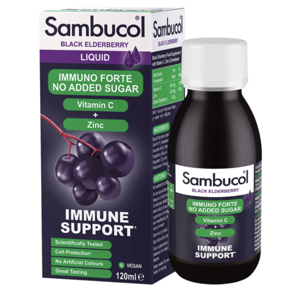 Sambucol Immuno Forte No Added Sugar 120мл, сироп Самбукол Імуно Форте без  цукру від 3 років